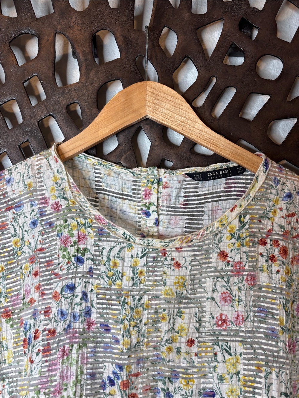 🌸 Zara Cottagecore Floral Peplum Top Women’s Small Multicolor Lightweight 🌸 - Picture 4 of 10